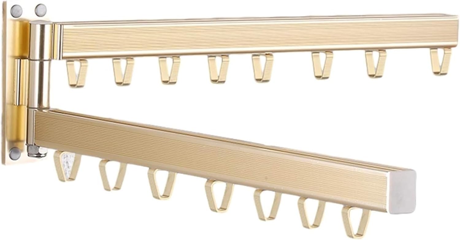 F Clothes Airer Double Pole Wall Mounted 180° Left and Right Rotation Multi-Function Folding Hanger for Balcony Laundry Kitchen,