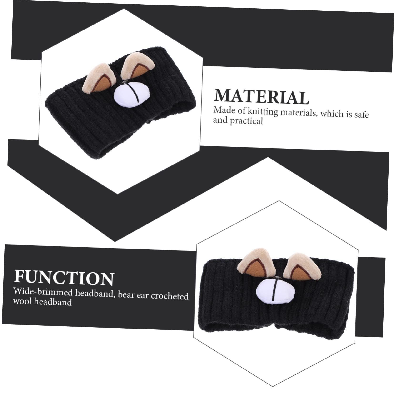 Beaupretty 4 Pièces bandeau large en tricot bandeau laine noir élastique pour garder chaud élasticité écharpe accessoires pour cheveux couvre-chef décorer
