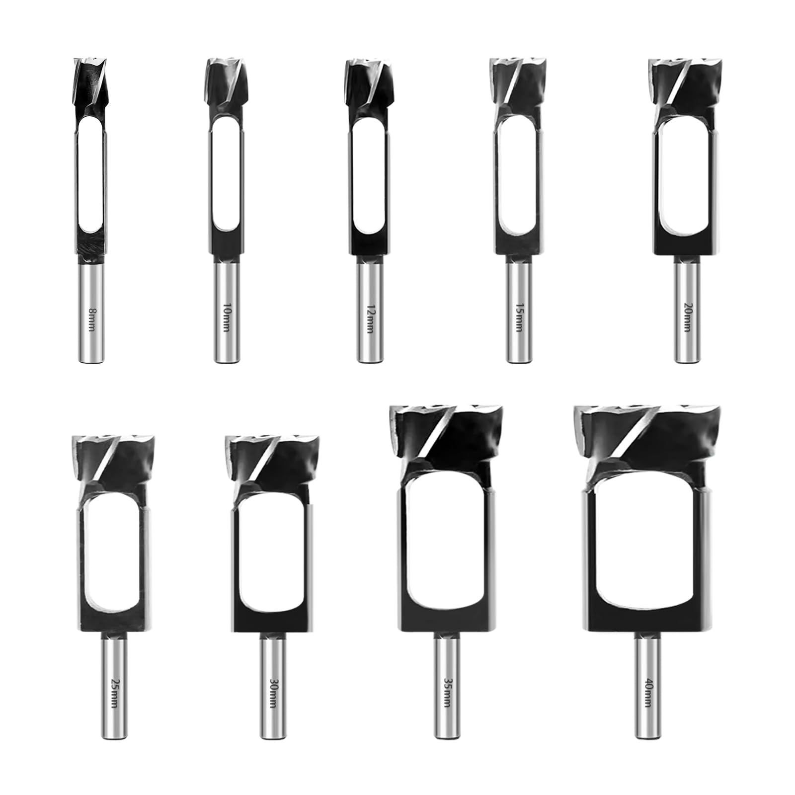 9 brocas de espiga profunda para carpintería, 8/10/12/15/20/25/30/35/40 mm, cortador de agujeros de madera