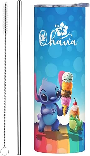 Miniatura 1 de Vaso de acero inoxidable de 20 onzas con doble pared aislada al vacío con tapa y pajilla, taza de viaje para hielo y bebida caliente