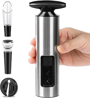 Weinflaschenöffner Set, 4-Teiliges Weinöffner Set Profi Korkenzieher für Wein mit Folienschneider, Vakuum Weinverschluss u...