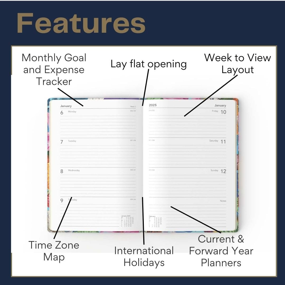 Collins Maximalism A5 Diary Week To View Academic Year 2024-25 - Pink - Weekly Mid Year Journal for Students, Teachers and Academics - MX153M.45-2425 - August 2024 to August 2025