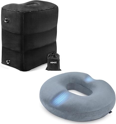 HOMCA Cojín hemmoroide de dona para silla de oficina, alivio del dolor de ciática para sentarse, cojines de espuma viscoelástica prémium para