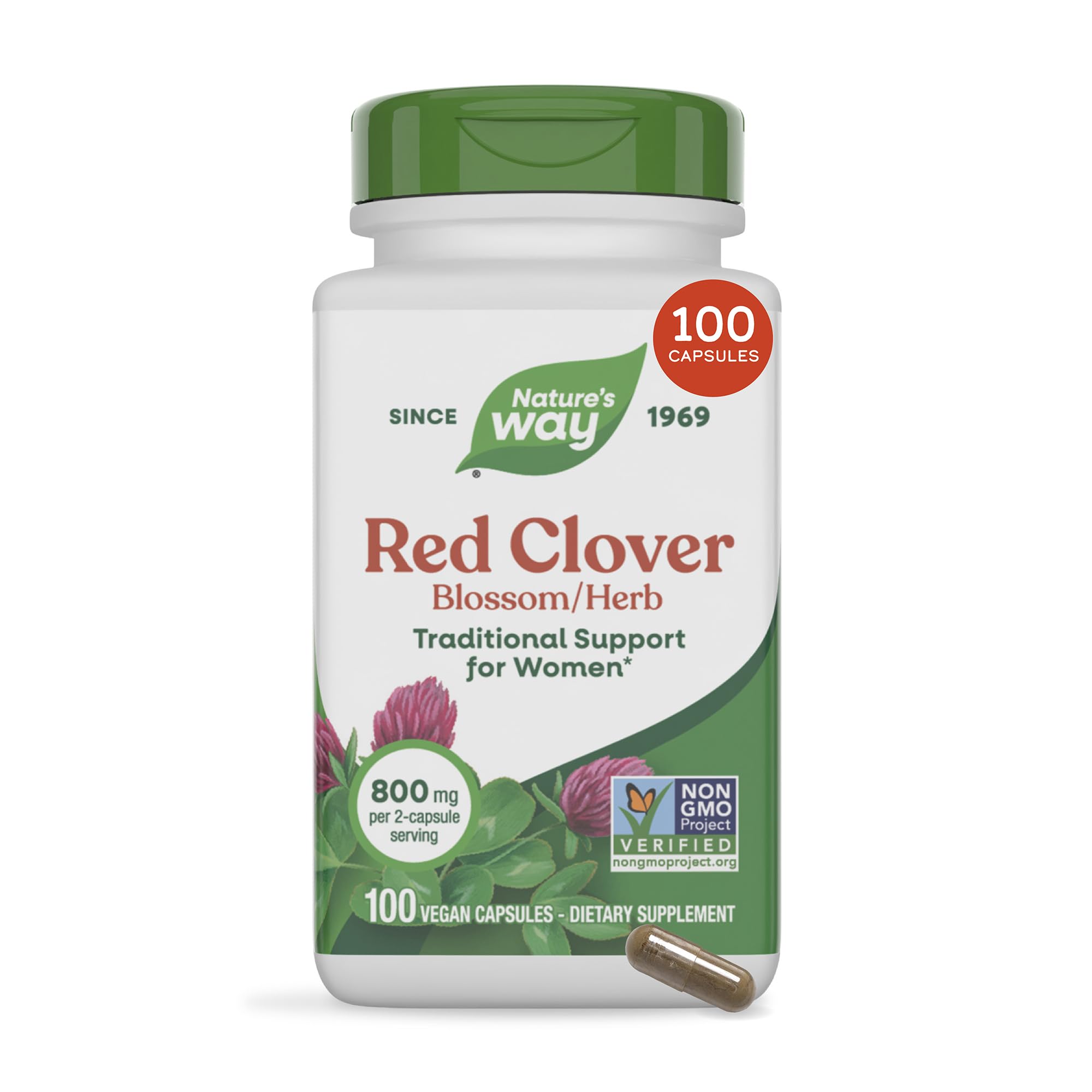 Nature's Way Red Clover Blossom/Herb, Herbal Supplement for Women, 100 ct 100 Count (Pack of 1)