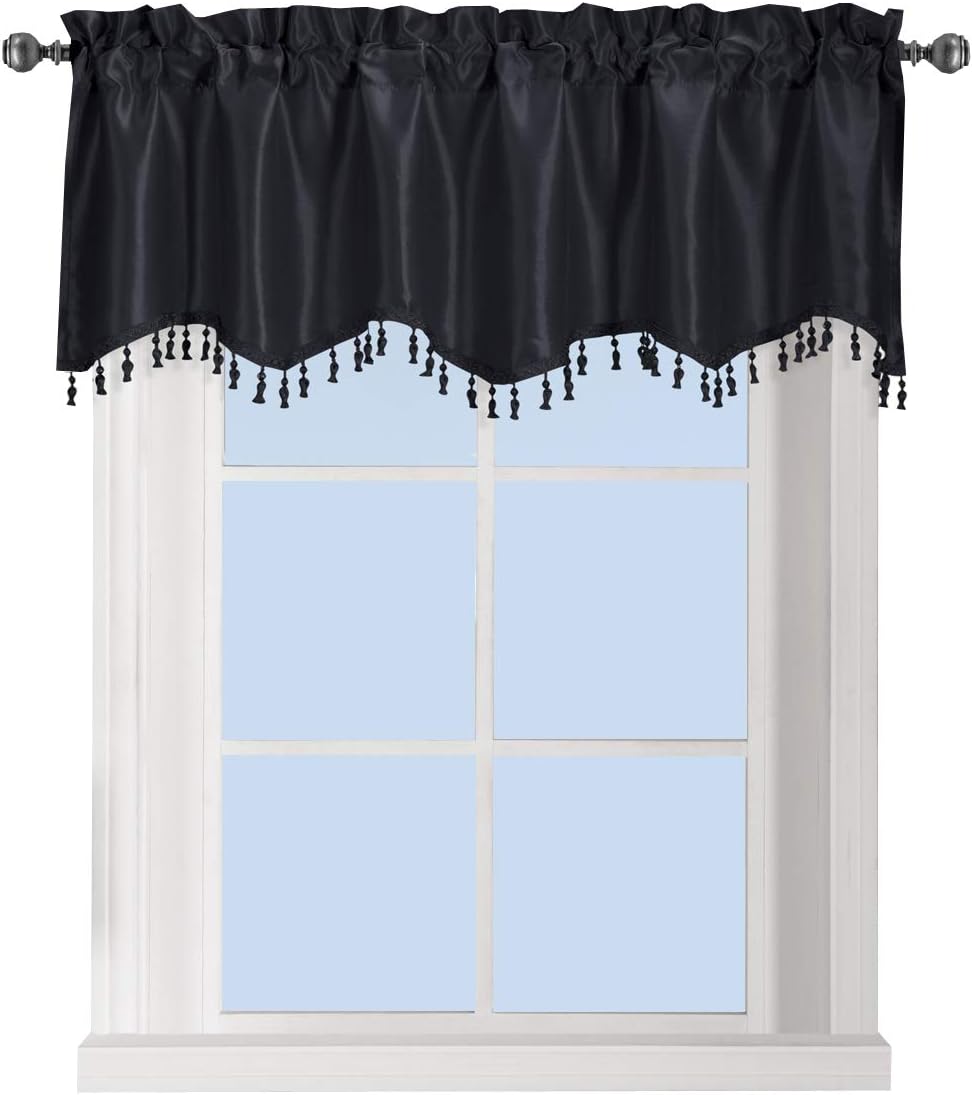 sheetsnthings Black One Straight Valance Measures 70 inch Wide by 17 inch Drop(Length), 100% Polyester