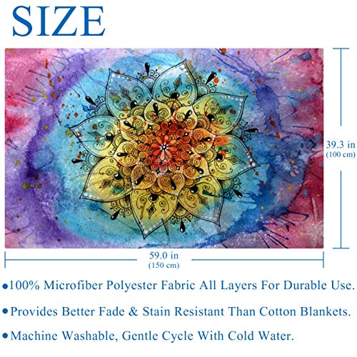 Couverture mandala aquarelle plaid lit et canapé de 150x100 cm - 6