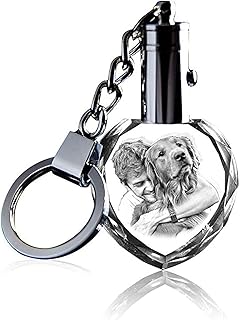 Personalised Crystal Crystal Photo Keychain, Custom Crystal Keychain Engraving Photo
