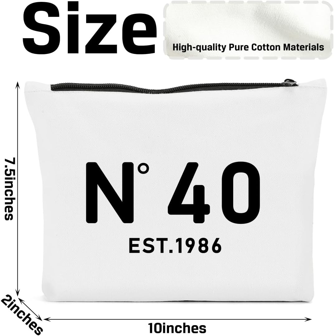 Funny 40th Birthday Gifts Women Makeup Bag, Happy Anniversary 40th Birthday Party Decorations Woman Makeup Pouch, 40 Year Old Birthday Gifts for Women Ideas Cosmetic Bag - Image 2