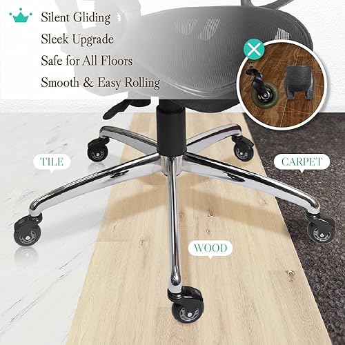 Miniatura 5 de AXL Ruedas de repuesto para silla de oficina de 2.5 pulgadas, ruedas estilo poliuretano, protector de suelo para silla de escritorio, sin ruido,