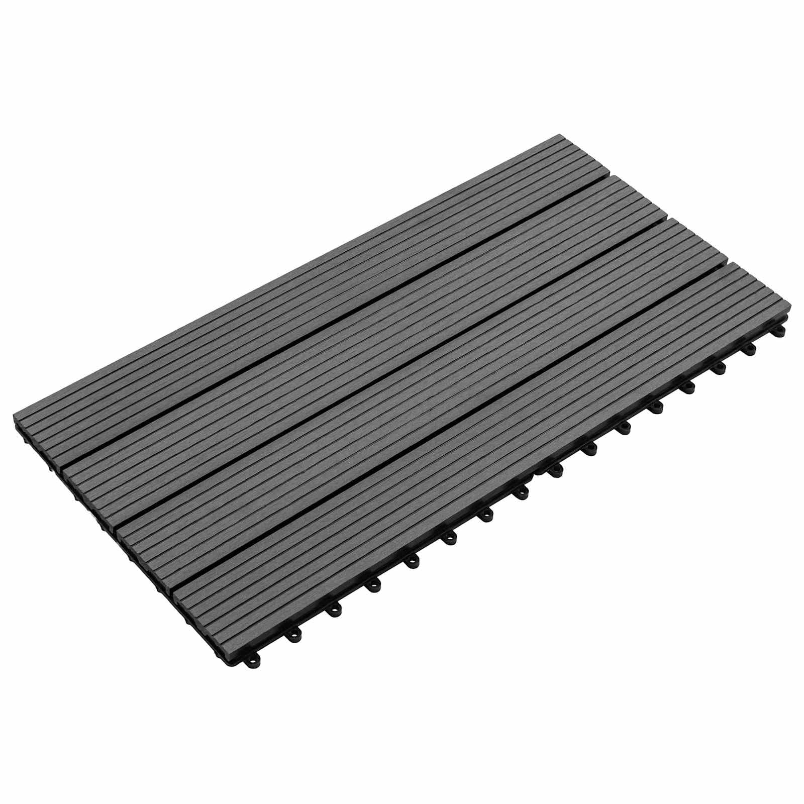 Terrassenfliesen WPC, 6 Stück, grau, 60 x 30 cm | Ineinandergreifendes Design, glatte Oberfläche, einfache Pflege mit feuchtem Tuch, natürliche Holzoptik