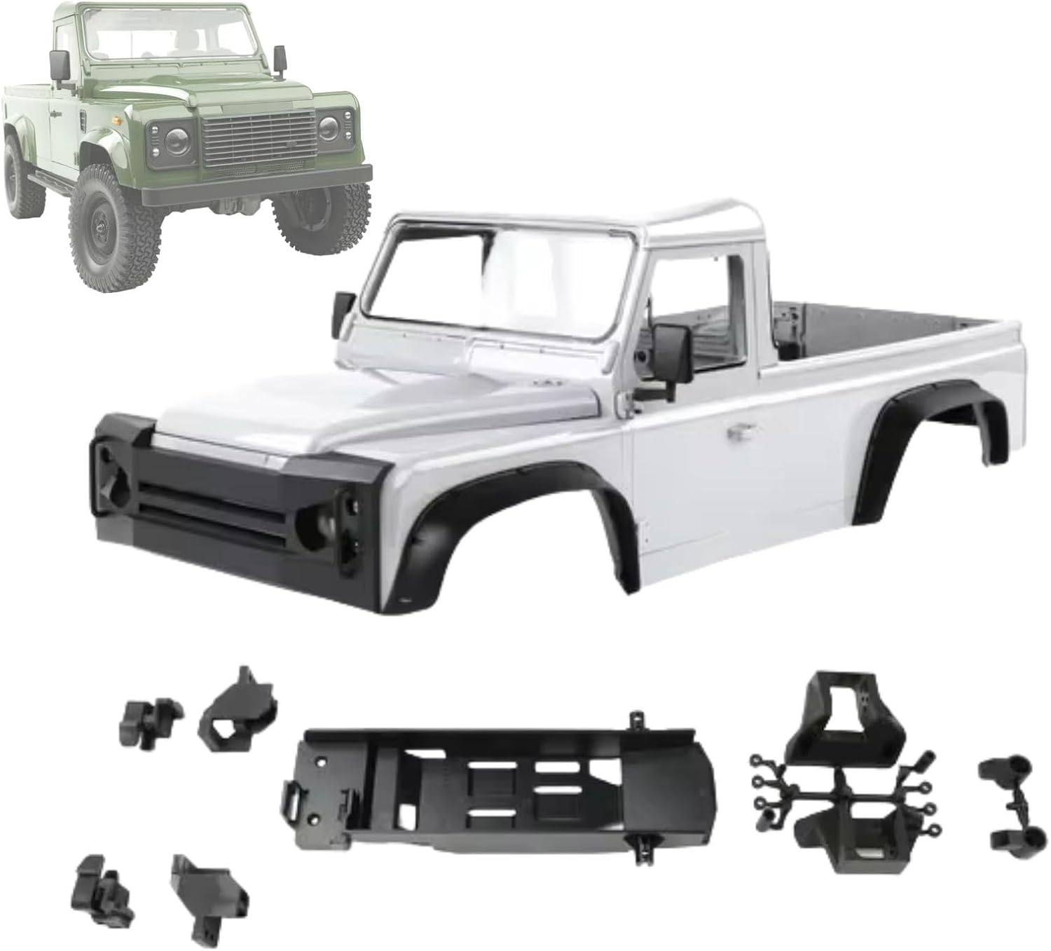 Hard Body Single Cab 324mm wheelbase, 2-Door Pickup Truck Body Shell for 1/10 RC Crawler Car, for Traxxas TRX4 Defender Bronco Upgrade (Green)