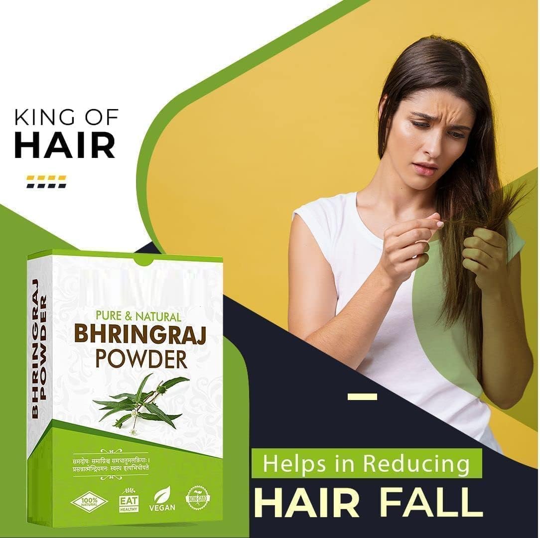 Bh.ri.ngr.a.j Po.wd.er f.or h.ai.r gro.wt.h (100 Grams) | F.or Ha.ir Ma.sk an.d Ea.ti.ng | 100% Pu.re a.nd Na.tu.ra.l