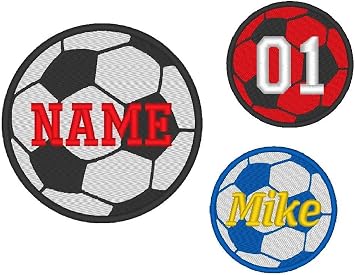 Custom Embroidered Soccer Ball Sport Team Sew on Round Patch - All Size 2.5 inch, Fabric