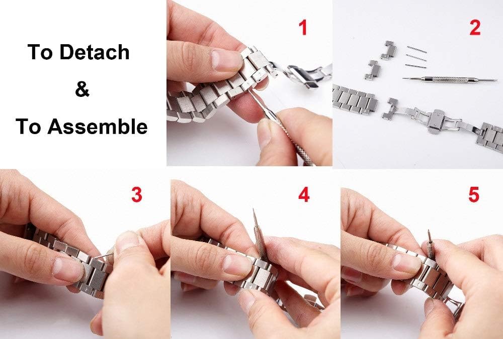 Bracelet de Montre 20mm 22mm Bracelet de Montre en Acier Inoxydable Bracelet de Montre Universel Boucle Papillon Bracelet à dégagement Rapide Bracelet de Ceinture pour Hommes et Femmes