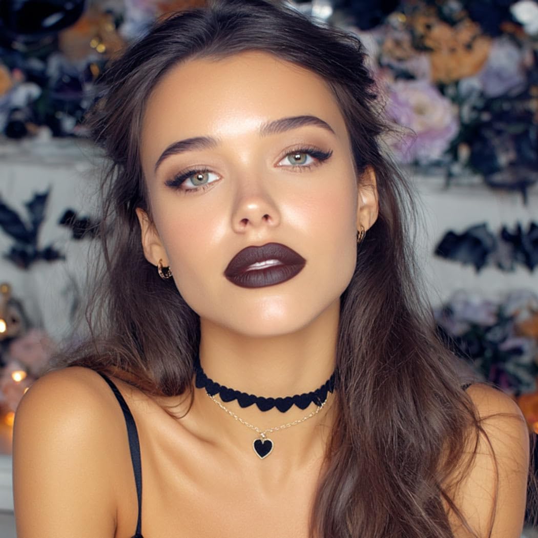 EVILD Black Choker Necklace Heart Pendant Necklaces for Women - Image 3