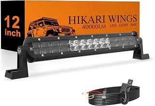 HIKARI WINGS 2026 New 12 Inch LED Light Bar, 40,000LM Off Road, 40W Spot Flood Combo Beam, IP68 Waterproof with 12V/24V Wiring Harness Kit for Driving Truck Pickup SUV ATV UTV