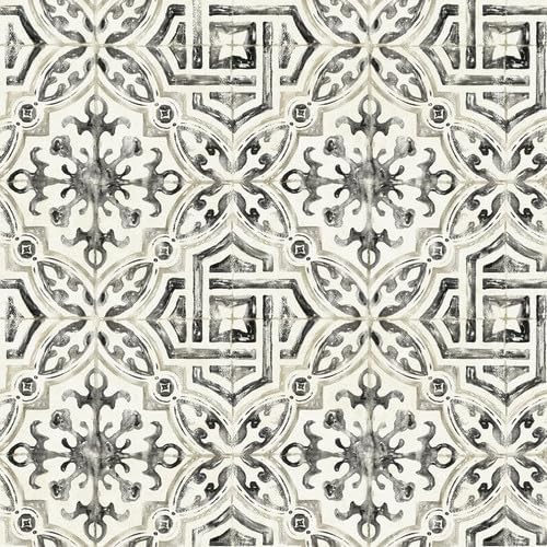 NuWallpaper NUS4397 Landondale Peel & Stick Wallpaper, Black & Grey