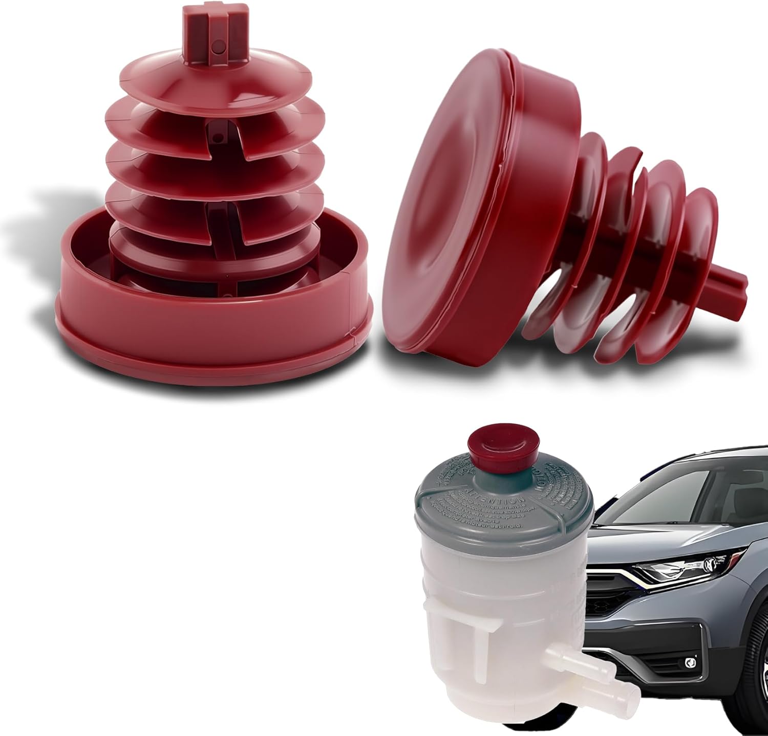 2PCS Power Steering Reservoir Cap, Hydraulic Power Steering Reservoir Cap, Replacement 53697-SB3-952 Power Steering Pump Reservoir Cap Plug Cover, Fit for Honda Accord Odyssey Crv Civic Rd5/7 (Red)