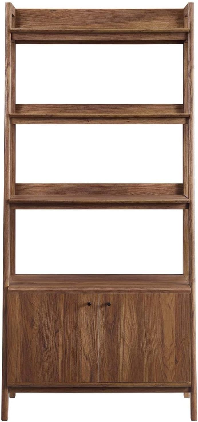 Modway 33" Bookshelf Display Case in Walnut