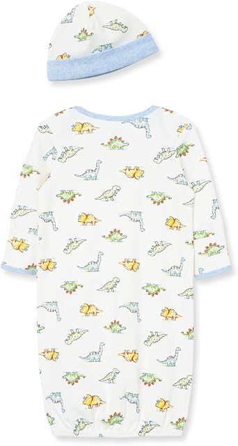 Little Me Clothes for Baby Boys' 2-Piece Nightgown and Cap Set 100% Cotton with Elastic Bottom, Baby Essentials