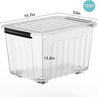 Vista 3 de Nazhura 72 Quart Plastic Storage Bin, Stackable and Nestable Storage Boxes with Clear Lids and Secure Latching Buckles, Large Storage Container