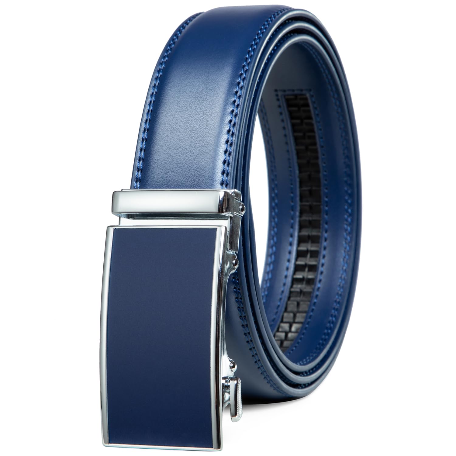 Founders & C Men's Ratchet Belt 1 3/8",Leather Dress Belt Adjustable with Click Sliding Buckle Trim to Exact Fit
