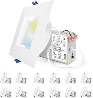 Adetu 12 Pack 4 Inch Anti-Glare LED Downlight,Dimmable Ceiling Light,Square