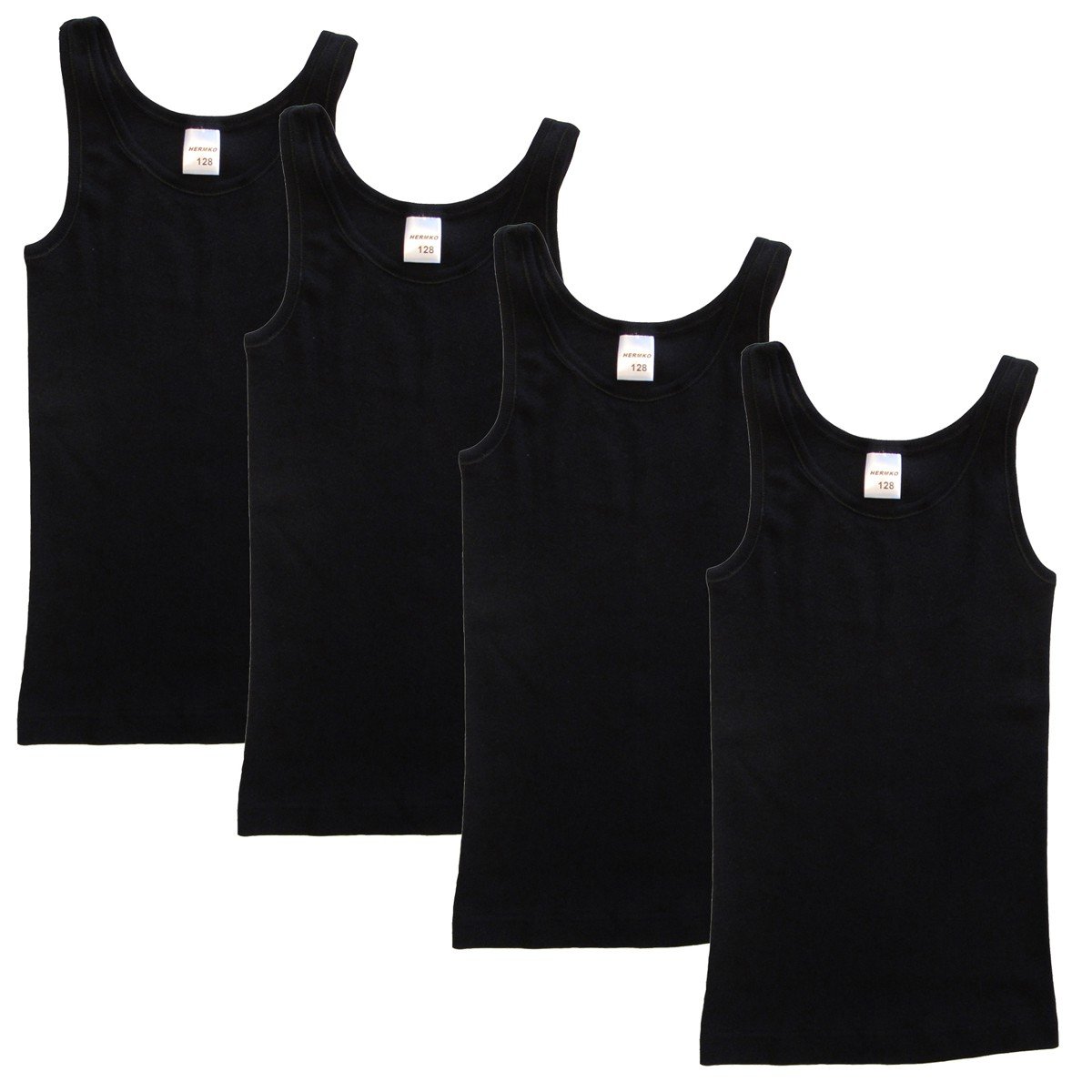 HERMKO 2000 Lot de 4 Maillots de Corps Filles en Coton 100% Bio, débardeur