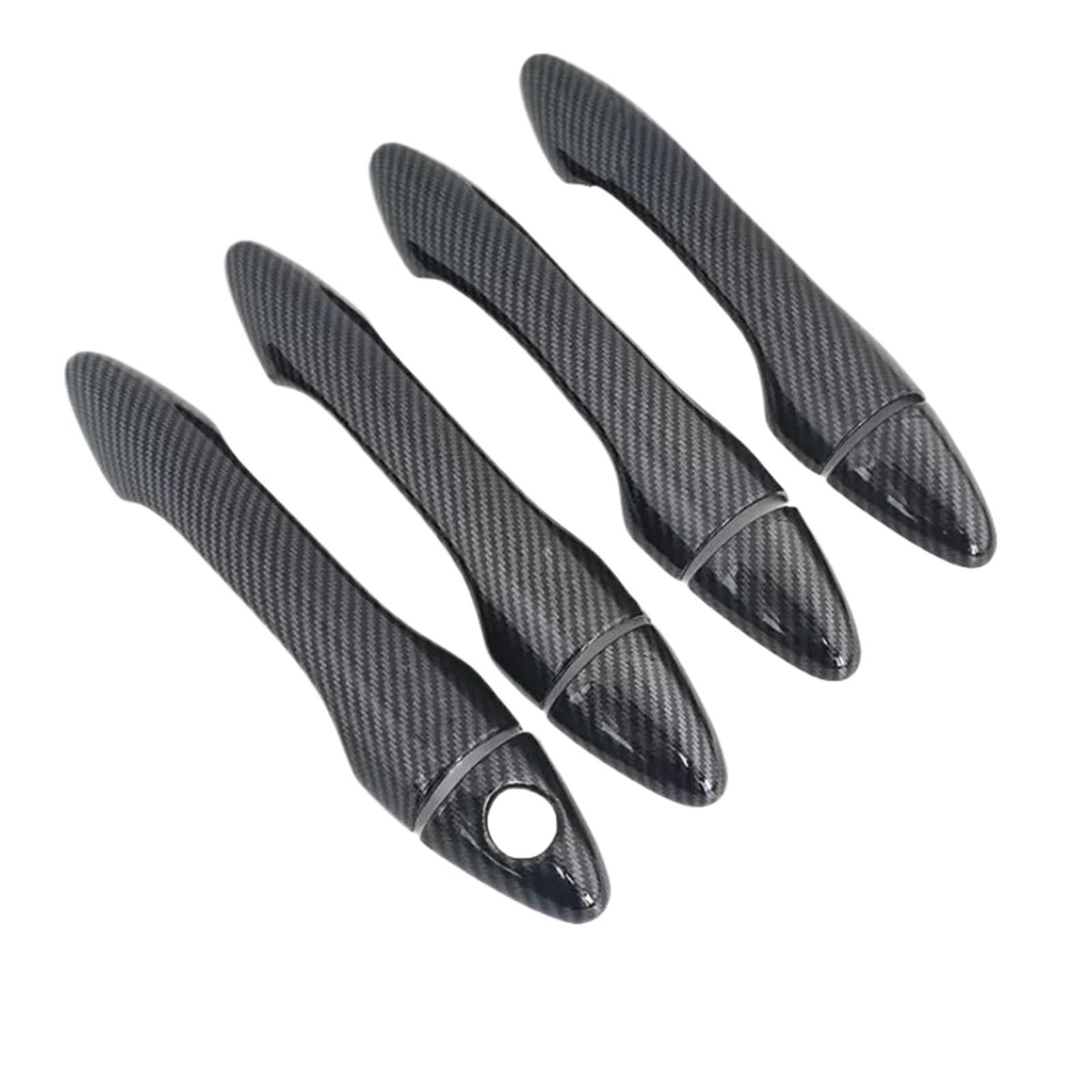Hrqctim C-Handle 0 Button Carbon Fiber Gloss Black Chrome Car Door Handle Cover Bowl Sticker For Hyundai For Tucson Ix35 2009-2014(C-Handle 0 Button)