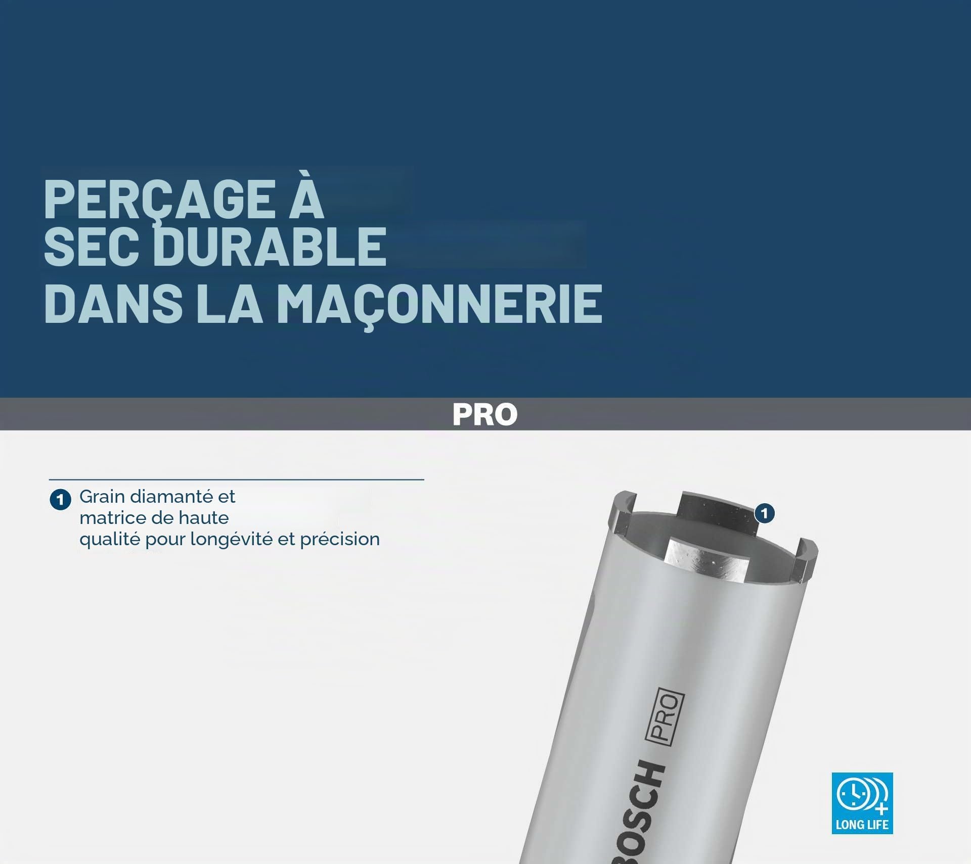 Bosch 1x Couronnes de forage à sec diamantées PRO Multi Material pour G 1/2 pouce et forets diamantés (pour Briques silicocalcaires, Brique, Ø 60 mm, Professional Accessoire Foret diamanté)