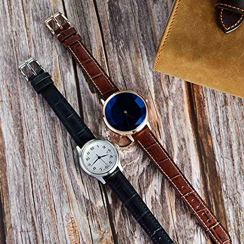 Wocci 19Mm Watch Band, Italian Leather, Embossed Alligator Grain, Gold Buckle (Brown) #TOP4