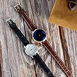 WOCCI 20mm Watch Band, Italian Leather, Embossed Alligator Grain, Gold Buckle (Brown) - Image 5