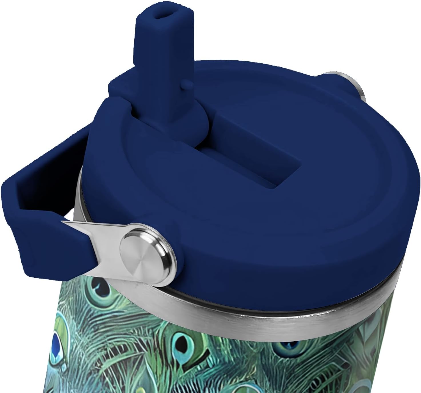 30 oz Peacock Tumbler with Handle and Flip Straw, Colorful Bird Coffee Mug Water Bottle Stainless Steel Cup, Valentines Birthday Gifts for Animal Lovers - Image 5