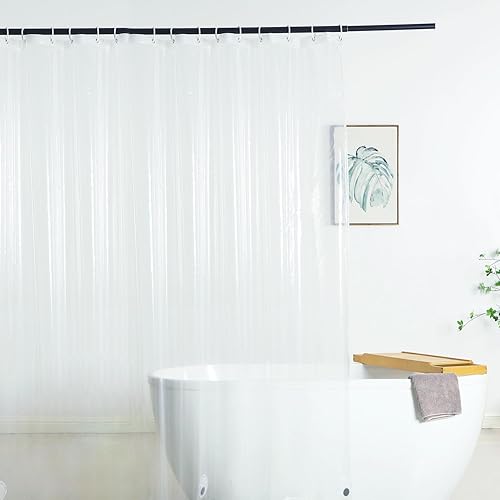 Miniatura 9 de Forro de cortina de ducha corta de 48 pulgadas de largo para bañera de entrada, cortinas de plástico blanco resistentes al agua para ventana,