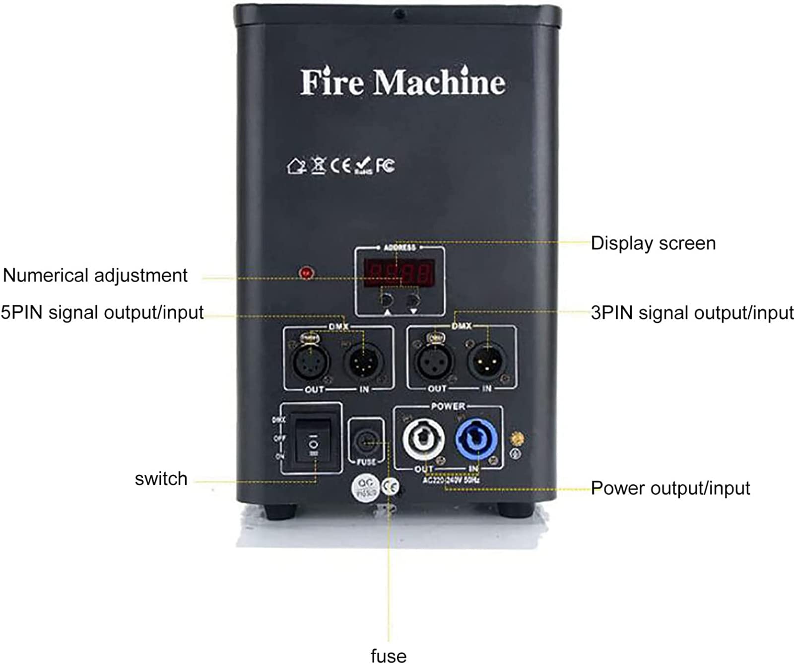 Proiettore di Fiamma/Effetto Scenico, Lanciafiamme a Getto/Jet di Fiamma 1-3m, Controllo Dmx512/Con Canale Sicuro, per Attrezzature per Eventi a Effetto Palcoscenico All'aperto