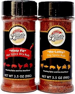 Lillie's of Charleston All Purpose Seasoning 2 pk | Ho-Lotta (Mild) + Hissy Fit (Hot) | Great for Pork Chicken Steak Ribs Popcorn Eggs | Keto Non-GMO No Preservatives Vegan| (2 pack shaker top - 7oz)