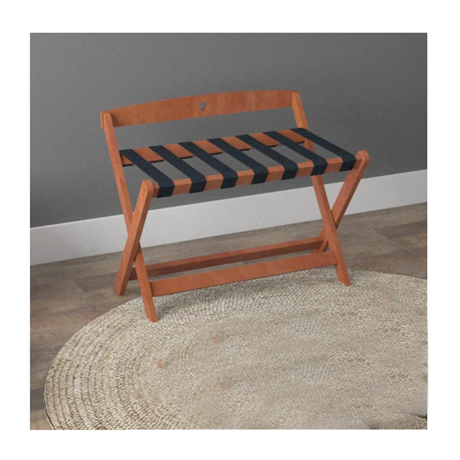 Porte-bagages pour hôtel en bois pliable de 80 cm de largeur avec sangle nylon