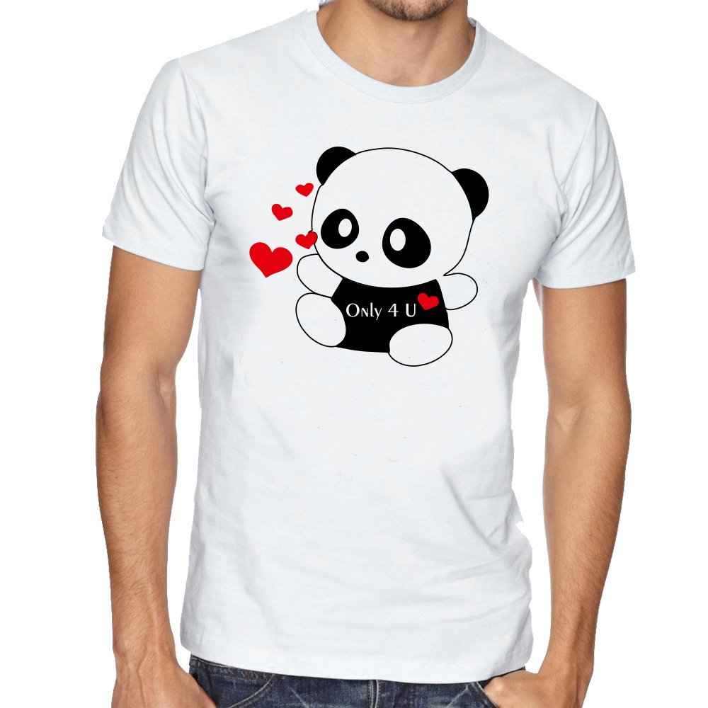 DreamBagLIMIT Fashion Store - Only 4 U Cute Panda Unisex T- Shirt, Extra Small (White)