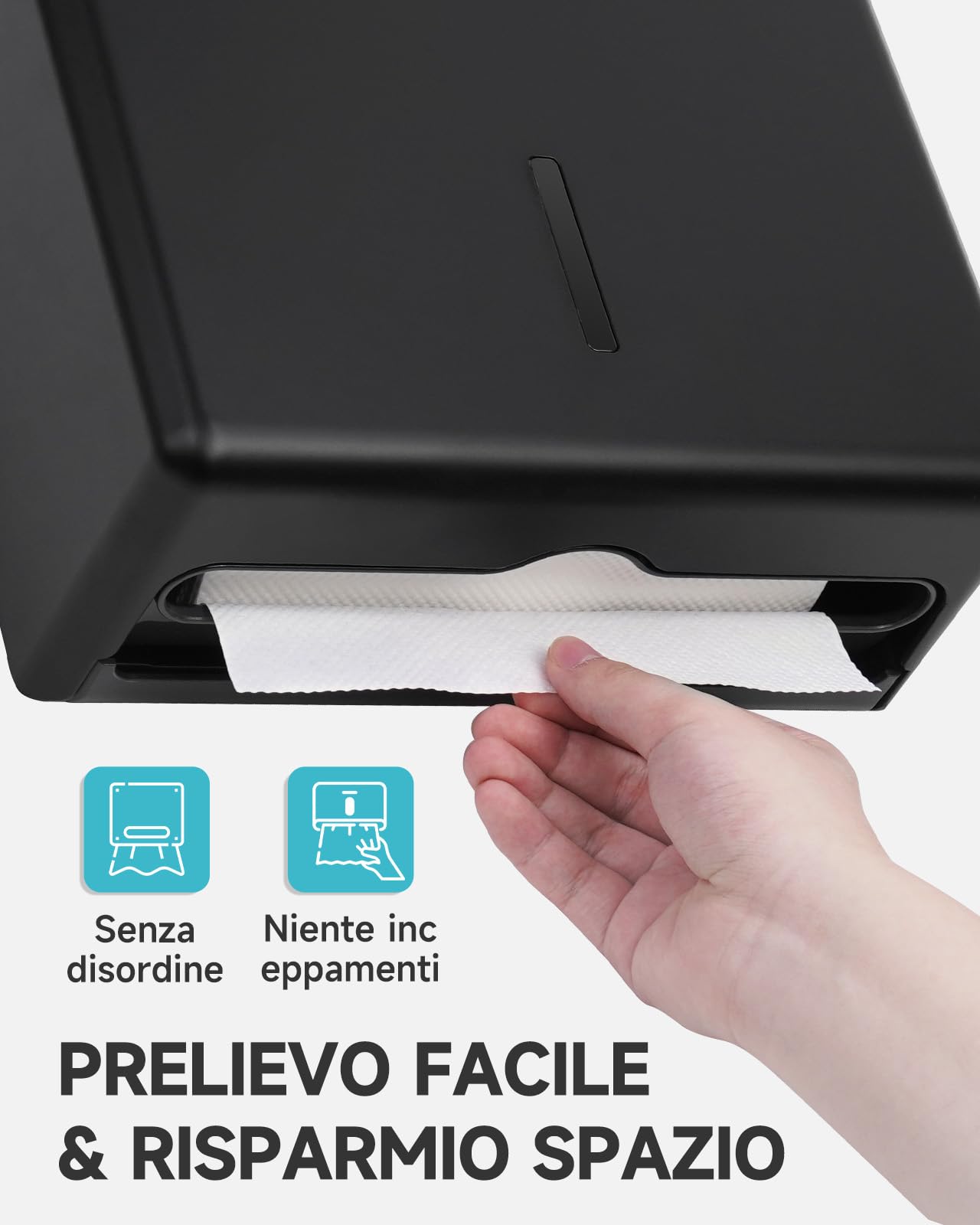 AIKE Dispenser Di Salviette Di Carta Allargato, 400-Fogli A Parete Per H2, H3, Foglio Piegati Z/V/C E Multifold (Dimensioni ≤25,2 * 11,5cm), AK5302H