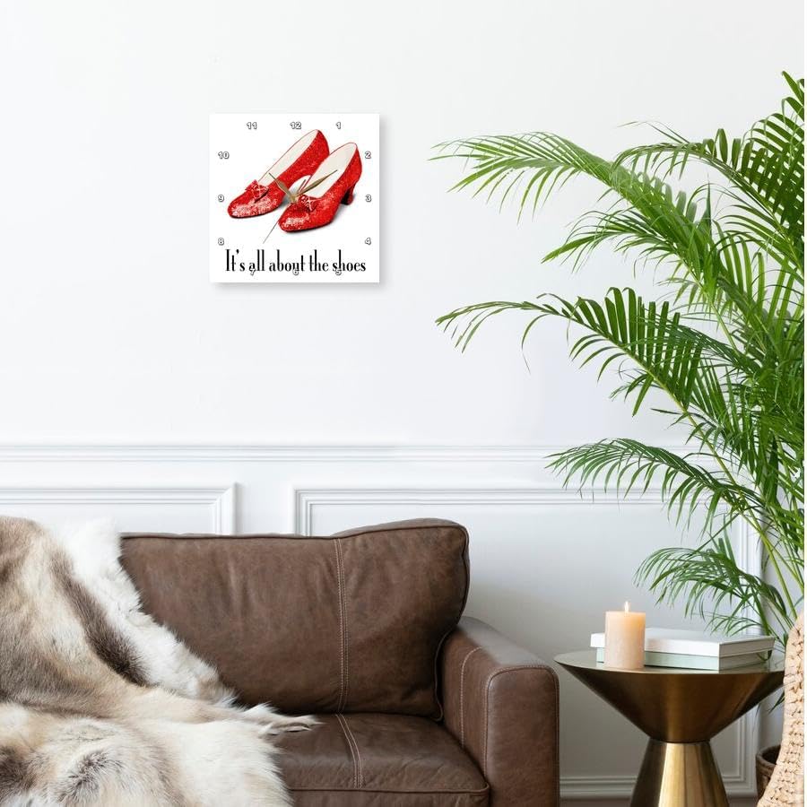 Miniatura 2 de 3dRose DPP_108339_3 It's All About The Shoes, Ruby Slippers Wizard of Oz-Reloj de pared, 15 x 15 pulgadas