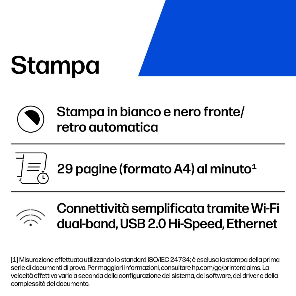 HP LaserJet M209dw Stampante A4 Bianco e Nero Fronte e Retro Automatica 29 ppm USB Wi-Fi Ethernet Grigia