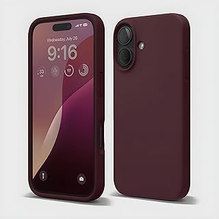 Next Store Ultra Slim Silicone Phone Case Compatible with iPhone 16 Plus - Shockproof with Soft Anti-Scratch Microfiber Lining - Camera Protection (Burgundy)