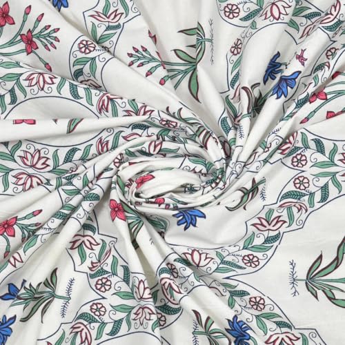 Image of ElanorHomes 240 TC Cotton Double King Size Bedsheet | Ultra-Soft & Skin-Safe | Breathable Summer Comfort | 93x108 inches with 2 Pillow Covers (Rajwada Jaal)