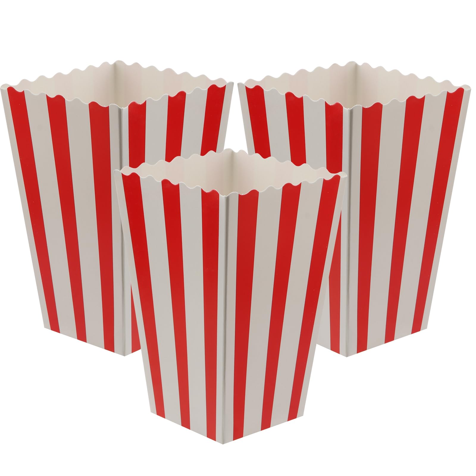 100 Popcorn-Boxen Mit Rotem Streifen – 7,1 X 7,1 X 11,4 Cm, Papier, Für Filmabende & Partys