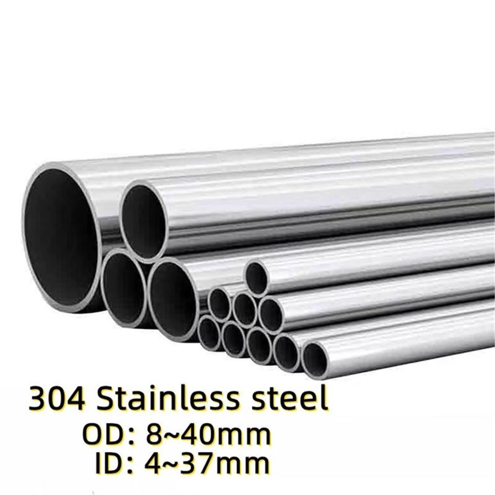 Tubos metálicos sin costura Tubo redondo de acero inoxidable 304 49 cm longitud, pulido por dentro y fuera for construcción(35 * 32mm)