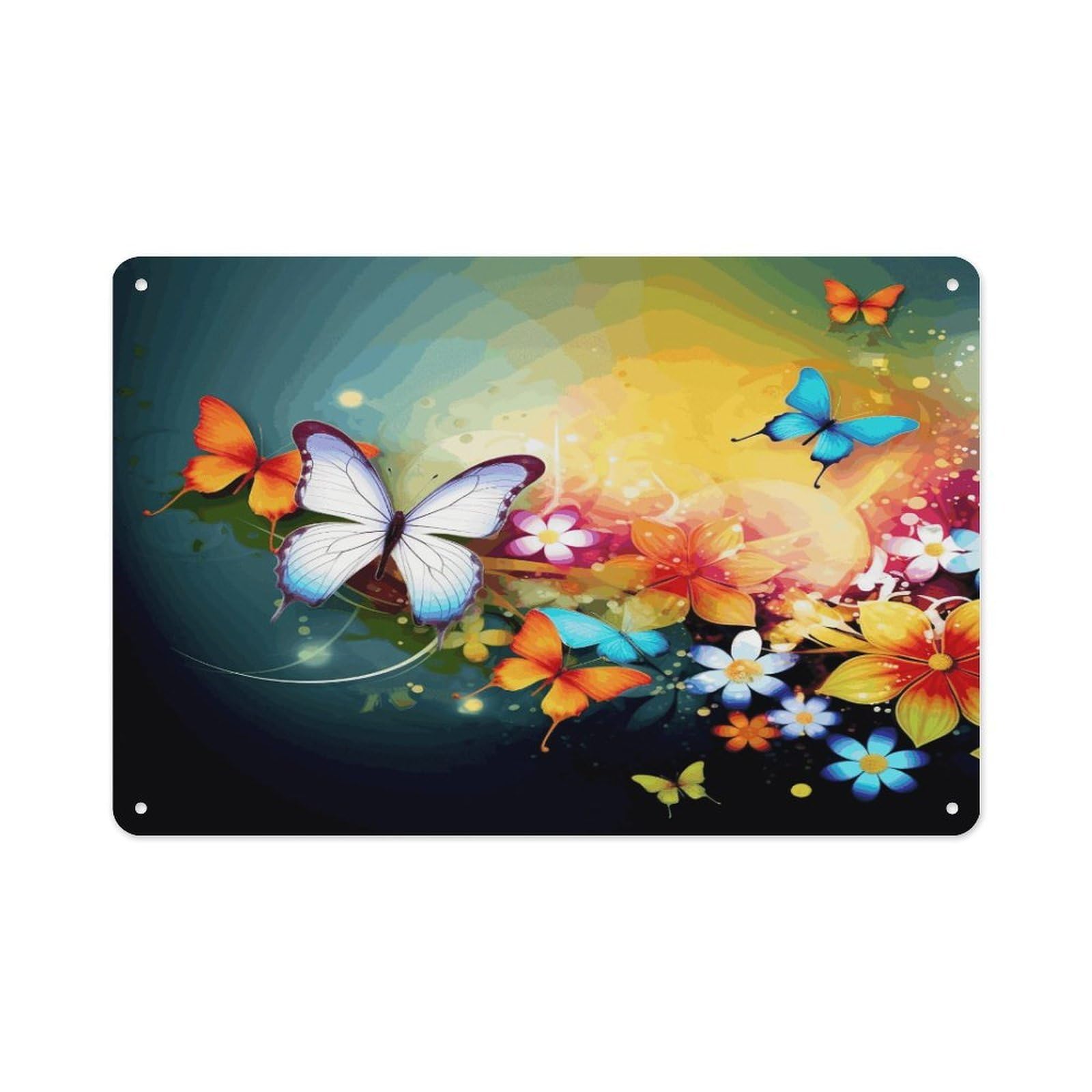 VstaDank Vintage Metal Sign Sublimation Aluminum Colorful with Butterfly Plaque Sign Weatherproof Art Decorative Wall Plate Boho Aluminum Wall Hanging Decor Retro Poster Plaque 8x12in