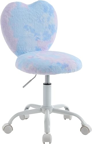 chairus Silla de escritorio para niños, silla de estudio de piel sintética para adolescentes, silla de tocador ajustable en forma de corazón para