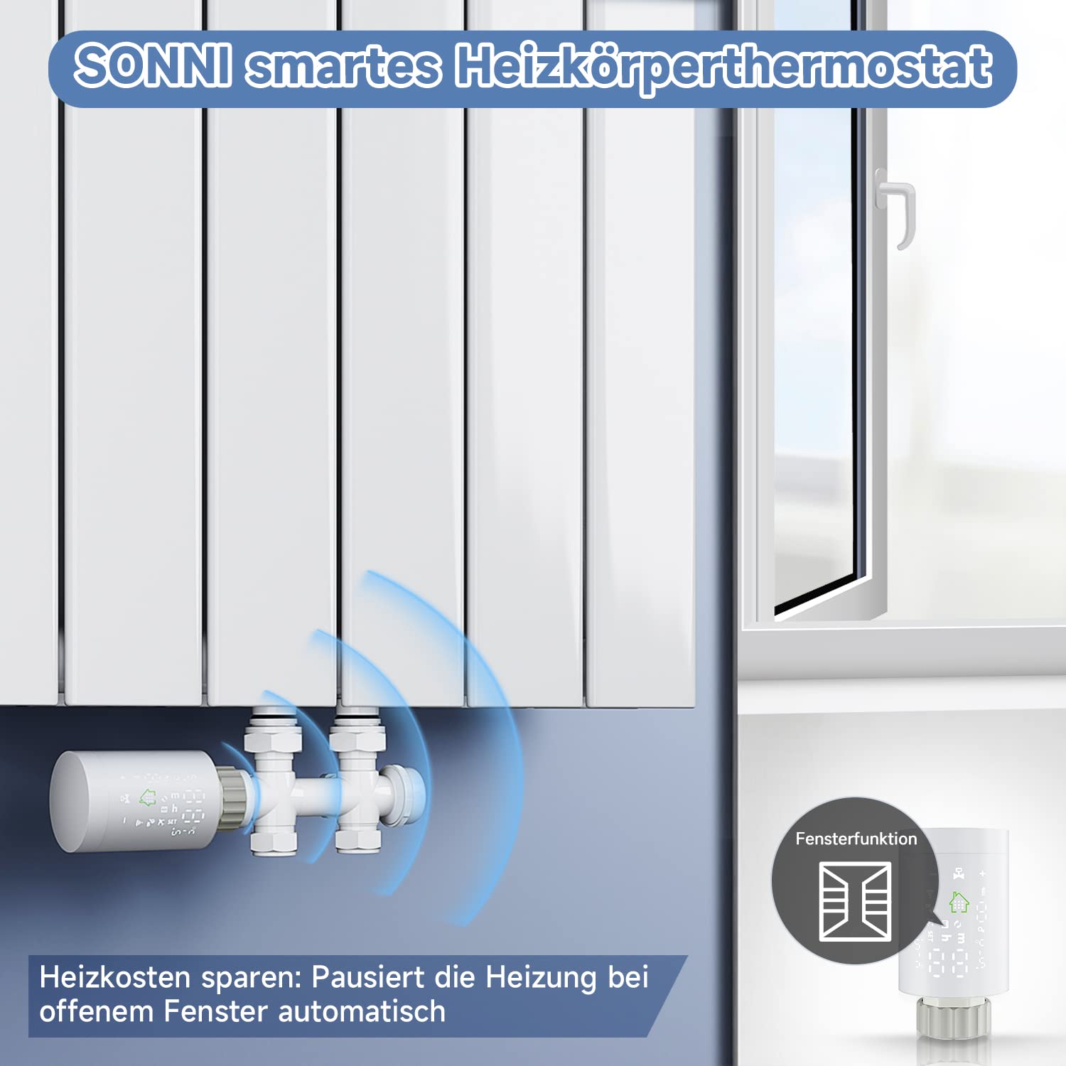 SONNI Smart Heizkörperthermostat Zigbee 3.0 Wireless Gateway Thermostat Heizkörper Heizung Digital Set APP WiFi Smart Home smartsystem M30*1,5mm