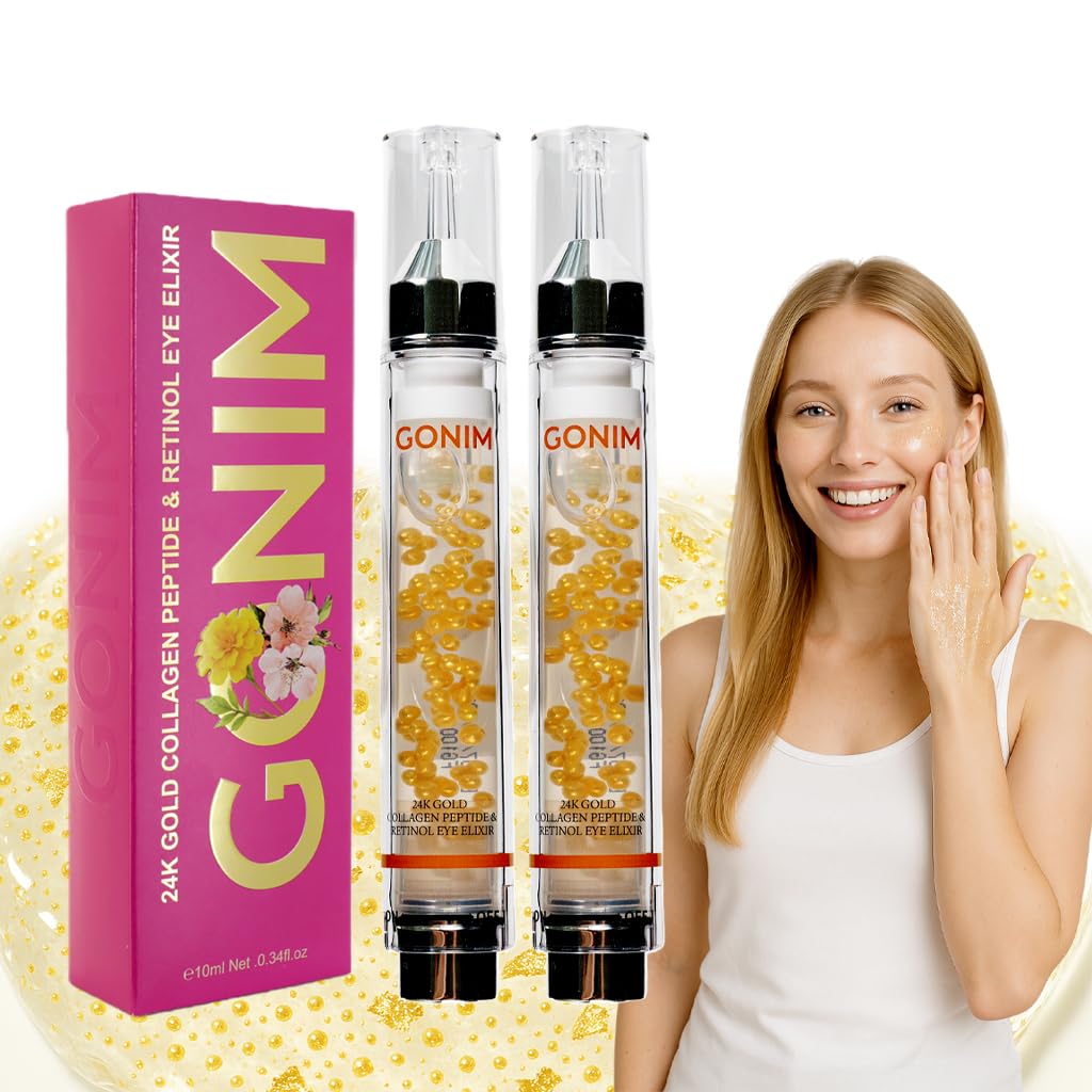 GONIM Eye Serum with Caffeine, Collagen Peptides, Niacinamide & Retinol Eye Cream for Fine Lines, Dark Circles and Puffiness, Hydrating Gel Base, Anti Aging, Reduce Wrinkles, Uneven Skin Tone,10ml x 2