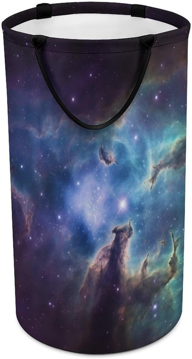 Universe Galaxy Space Laundry Basket Freestanding Laundry Hamper with Handles Waterproof Dirty Clothes Hamper Collapsible Washing Bin Aesthetic Clothes Basket for Bathroom Bedroom Dorm